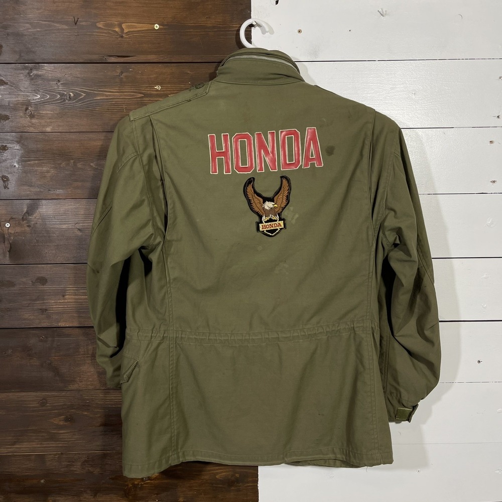 Vintage 60s 70s M-65 Field Jacket Mens Size Large Honda Patches